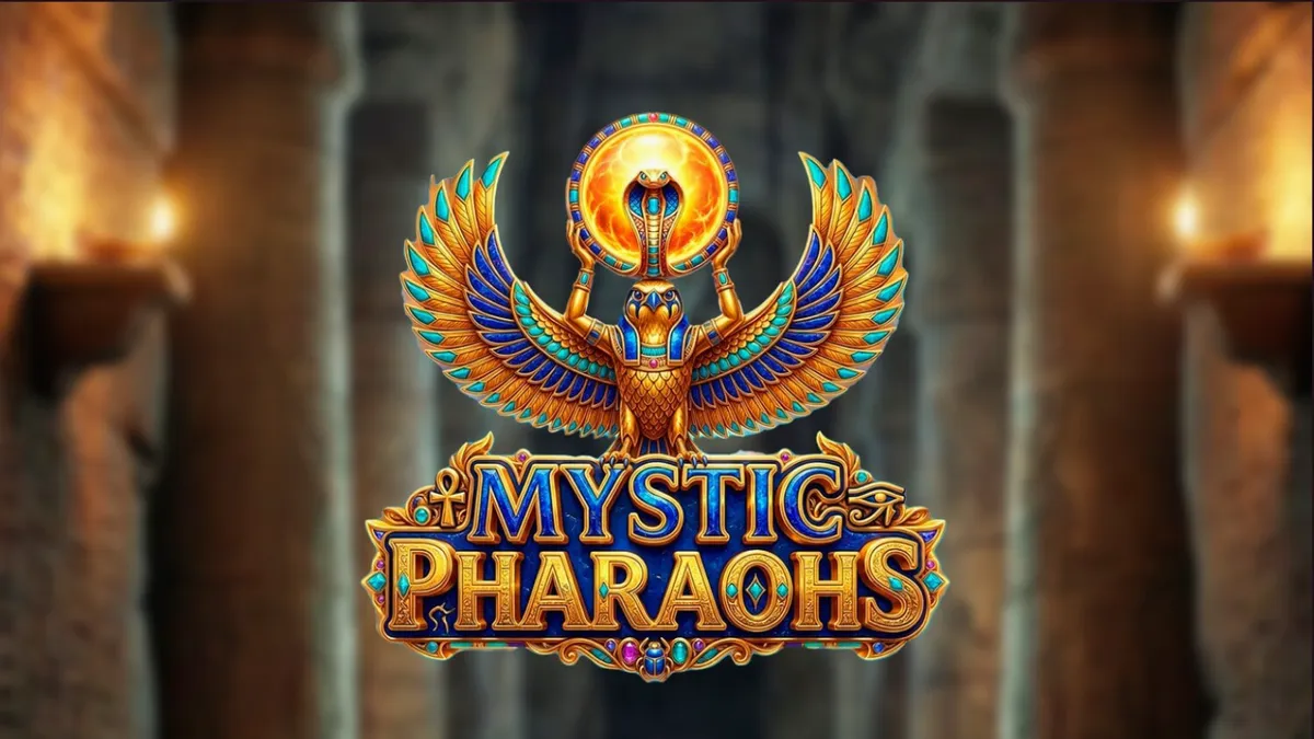 Tampilan visual slot Mystic Pharaoh dengan latar belakang makam Mesir Kuno